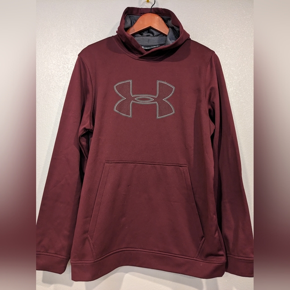 Men's UNDER ARMOUR maroon logo hoodie size medium - Picture 1 of 5